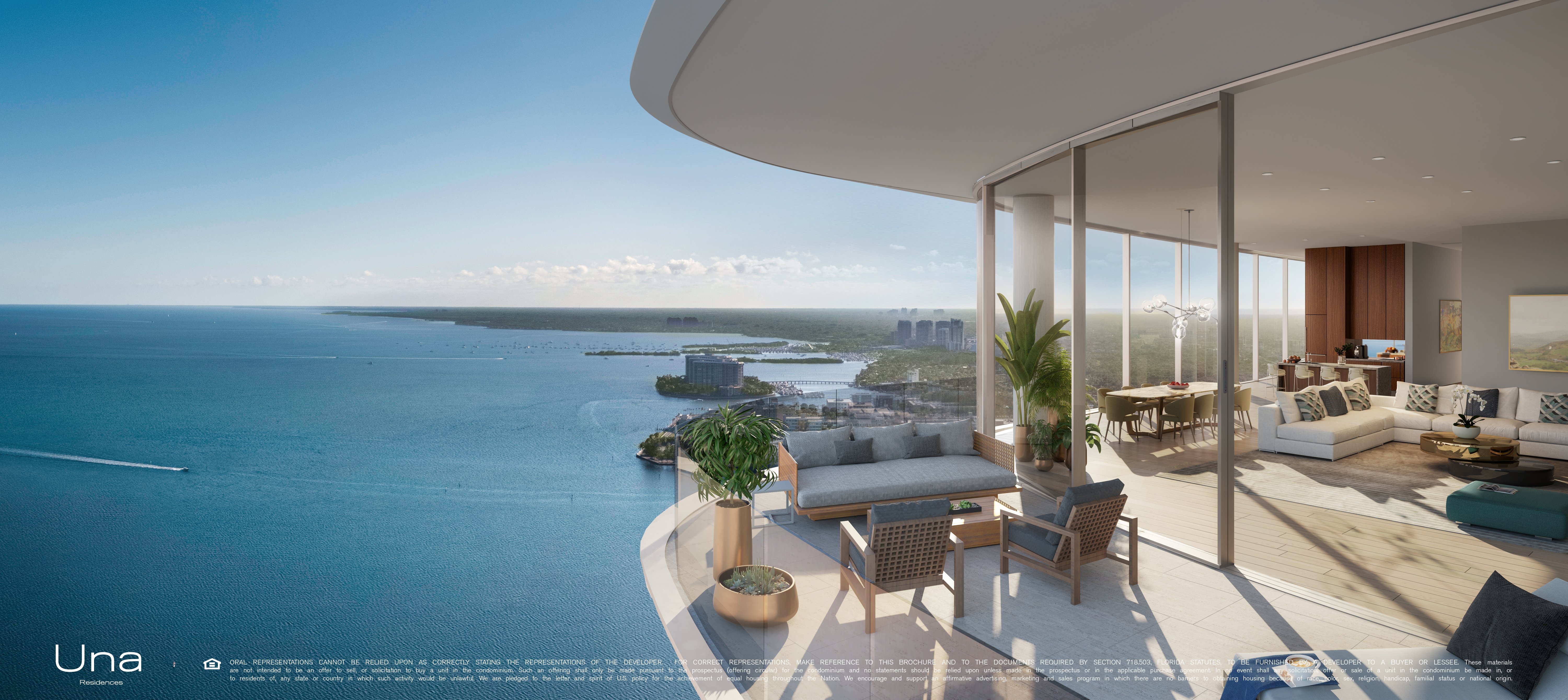 Una Residences terrace with south bay views
